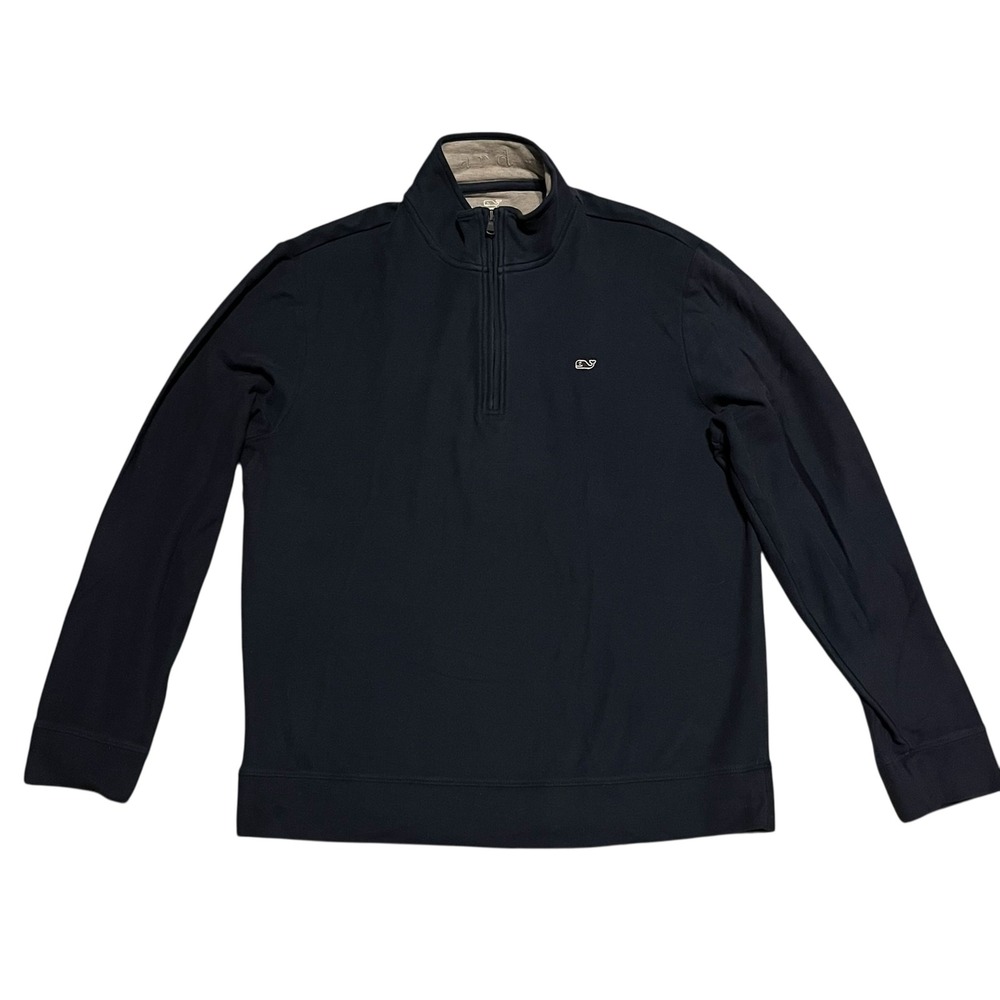 Vineyard Vines Mens Navy‎ Broadfield Cotton 1/2 Zip Sweater Jacket large